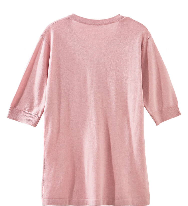 Dme [Baohe Milk Cheese] Spring And Summer Semi-Open Collar Sweater with Wool, Five-Quarter Sleeve, Petite Knit Top for Wome 27