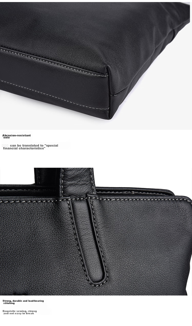 Hush Puppies Men's Briefcase, Top-Grain Leather, Slim Handheld Laptop Bag, Business Large Capacity, Fashionable Father's Day Gift for Boyfriend 15