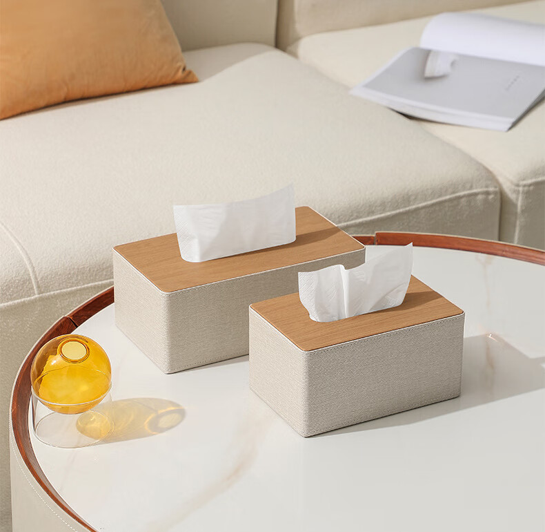 Ubility Leather Tissue Box Multifunctional Premium Desktop Remote Control Organizer Living Room High Aesthetic 9154 Classic Gray 2