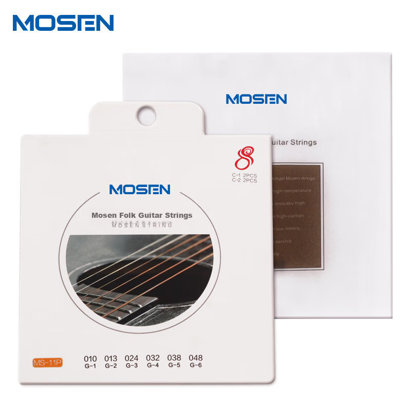 MOSEN MS-11P Folk Guitar Strings, Phosphor Bronze Guitar Strings, 8-Pack