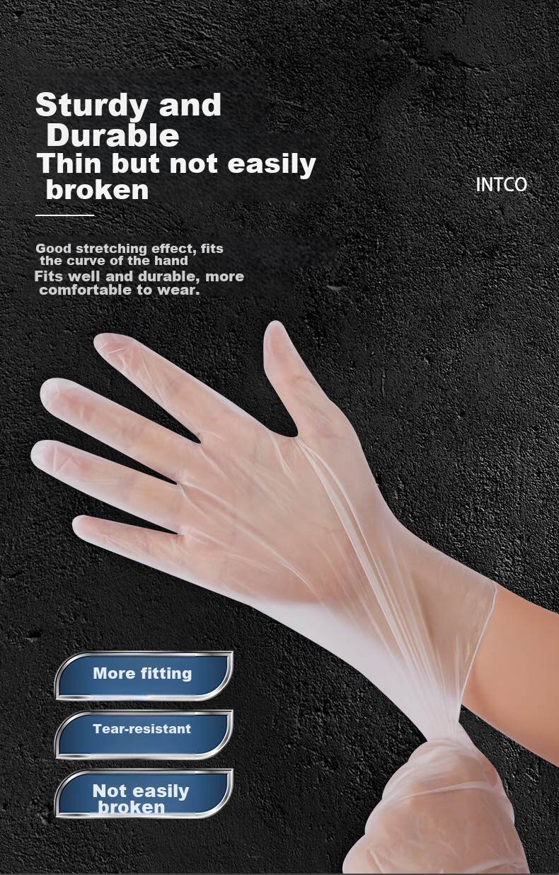 INTCO Disposable PVC Gloves, Household Cleaning And Dishwashing Gloves, Thickened And Durable, 100 Pieces/box, XL Size 5