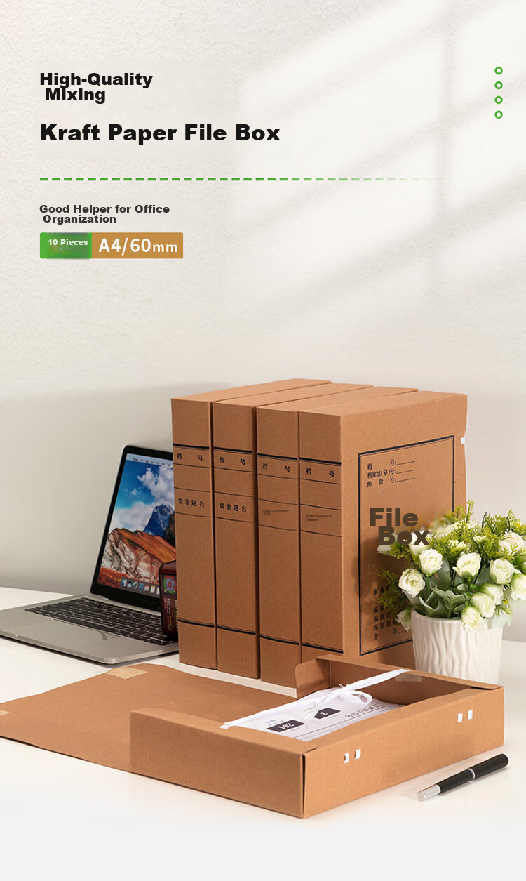 Deli 10 Pieces, 40mm, 340g Acid-Free Kraft Paper File Box, Thickened Plastic Accounting Archive Box, Exam Storage, 5611 2