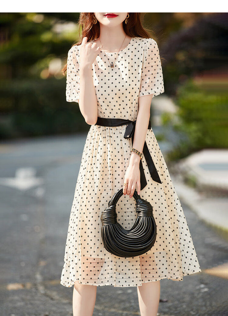 Dme [Puff Sleeve] Summer Flocked Floral Loose Dress for Wome 2