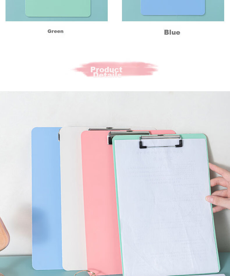 Elifo A4 Pink Writing Clipboard, Morandi Color Vertical Version, Waterproof Office Study Notebook, 1 Pack Student Stationery 4