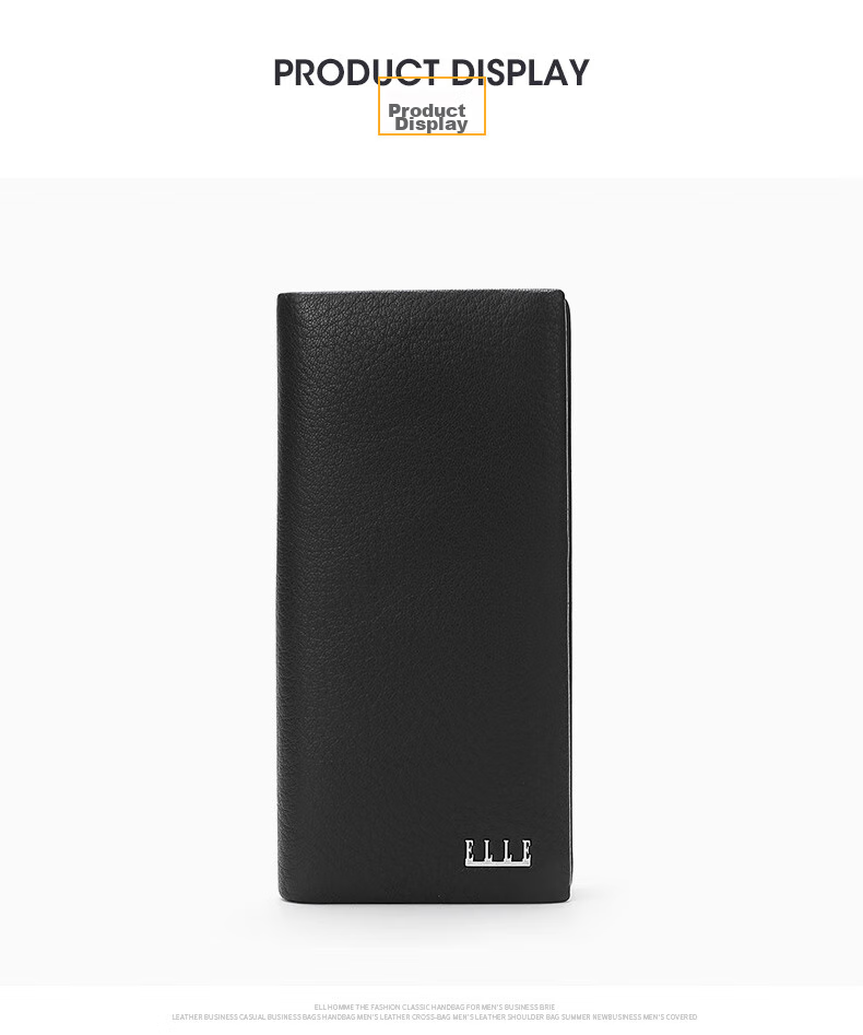 ELLE HOMME Men's Long Wallet, Top-Grain Leather Multifunctional Billfold, Horizontal Style Wallet 1312, Birthday Gift for Me 7