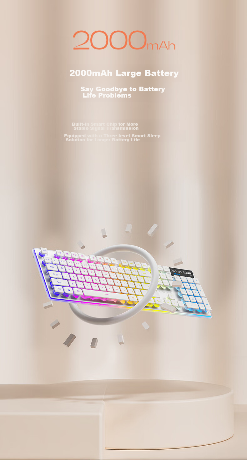 EWEADN V3pro Wireless Bluetooth Wired Tri-Mode Keyboard And Mouse Set with Real Mechanical Feel, Low Noise, Slim Design for Gaming And Office Use on Laptops, Desktop Computers, IPad Universal External Peripherals 11