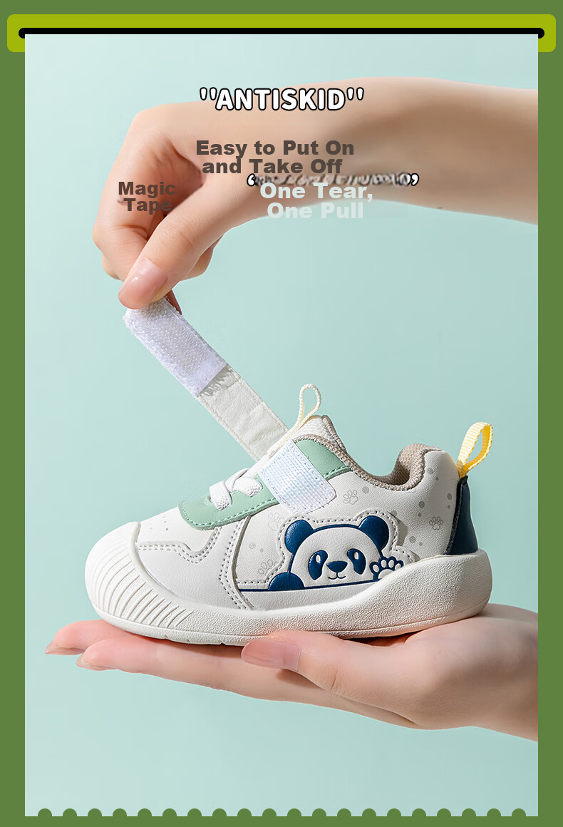 ThomBaker Baby Walking Shoes, Spring New Style, Non-Slip Soft Sole, Breathable Children's Functional Shoes for Boys And Girls, Beige Panda 17 6