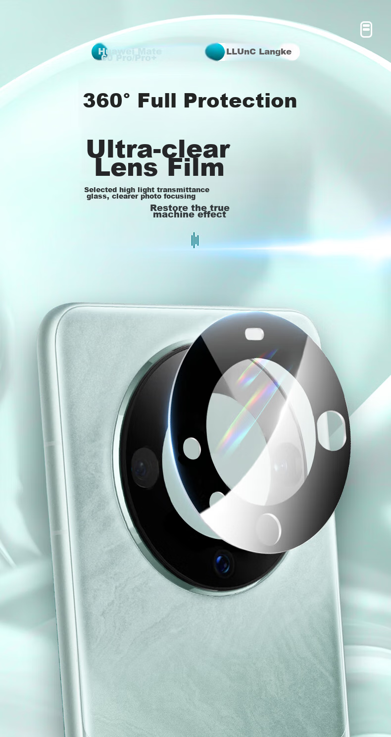 LLUNC Camera Lens Protector for Huawei Mate60pro Mate60pro+, Rear Camera Protective Film, High-Definition AR Anti-Glare Scratch-Resistant Phone Film, 2-Pack 3