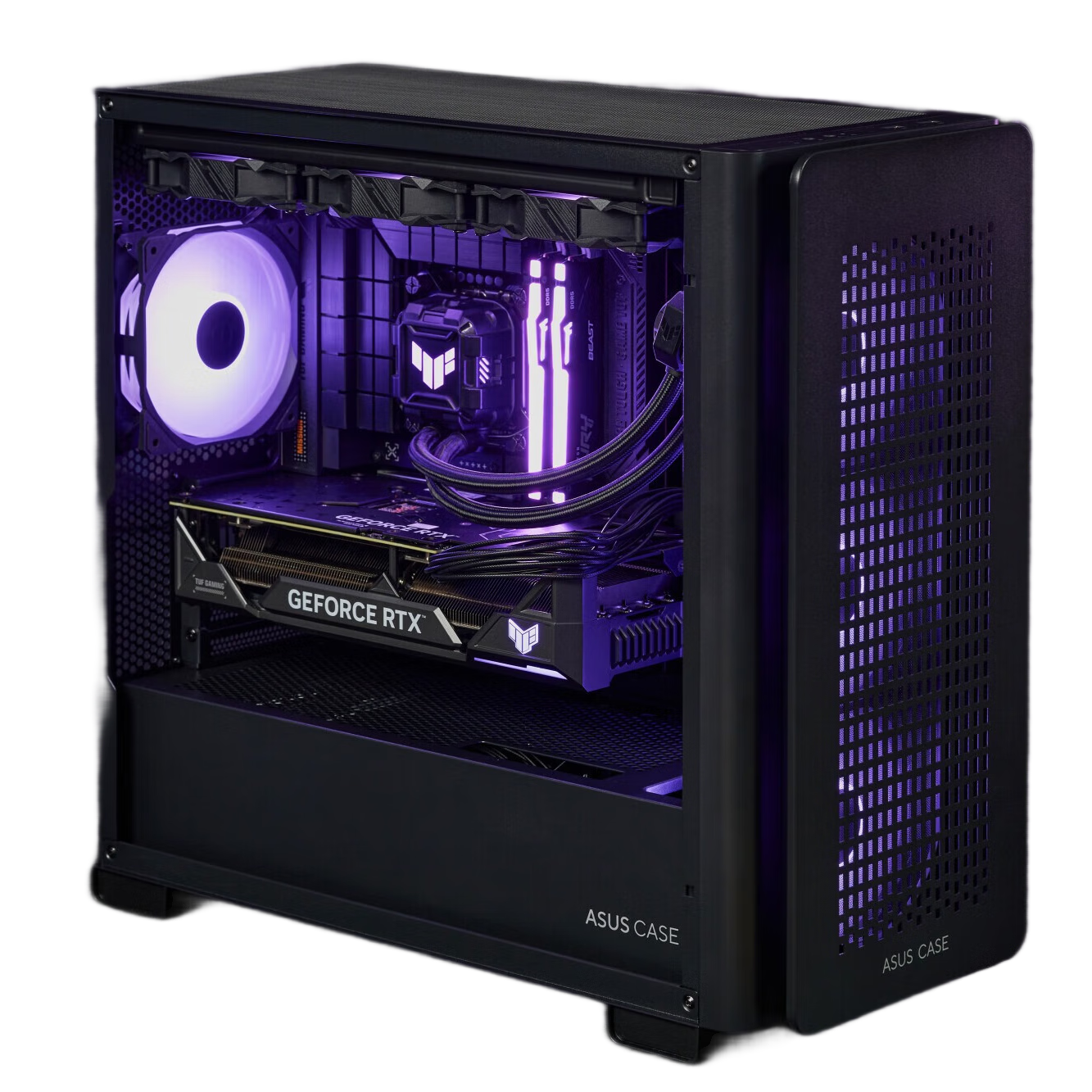 ASUS A23 Dongjianhei Case, Front Mesh Panel, M-ATX, Supports Rear-Mounted Motherboard, 360mm Water Cooling, 3-Sided Dust Protection, Side-View Tempered Glass, Efficient Heat Dissipatio