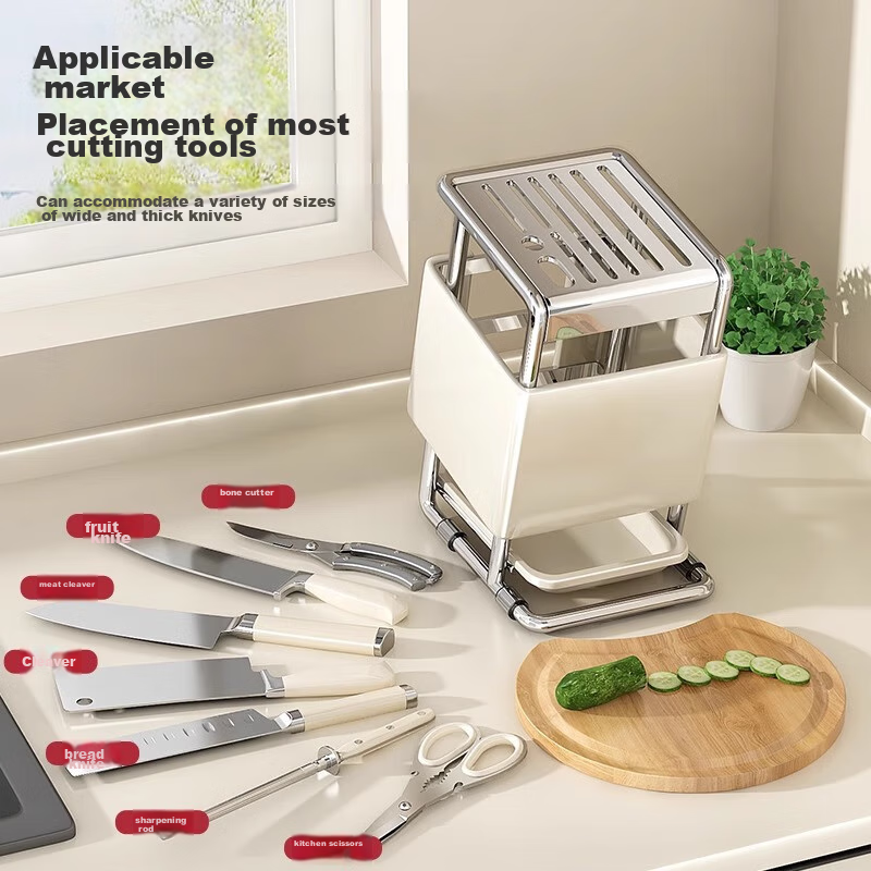 YOUQIN Knife Holder Storage Rack, 2026 New Model Kitchen Knife Organizer, Stylish Multifunctional Cutting Board Stand