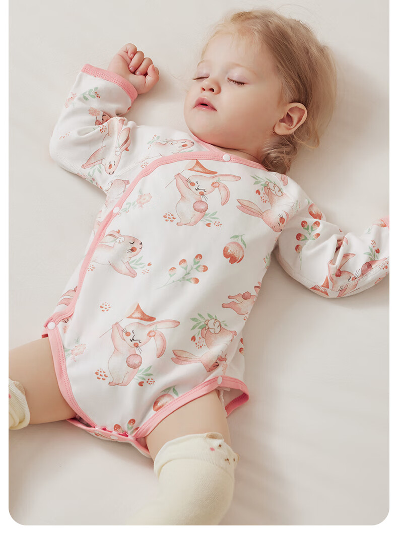 Beitaisi Baby Clothes, Spring And Summer Long-Sleeve Bodysuit, Newborn Infant Belly Protection Clothing, Small Age Pure Cotton Onesie 3
