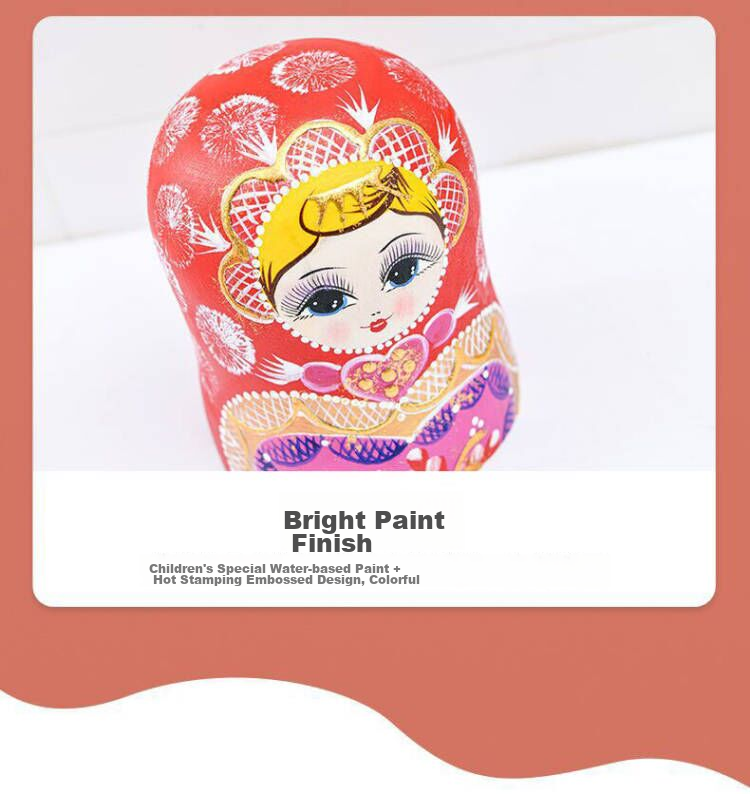 Huashimeng Russian Nesting Dolls Wooden 10-Layer Cartoon Doll Toy for Boys And Girls, Birthday And Holiday Gift 9
