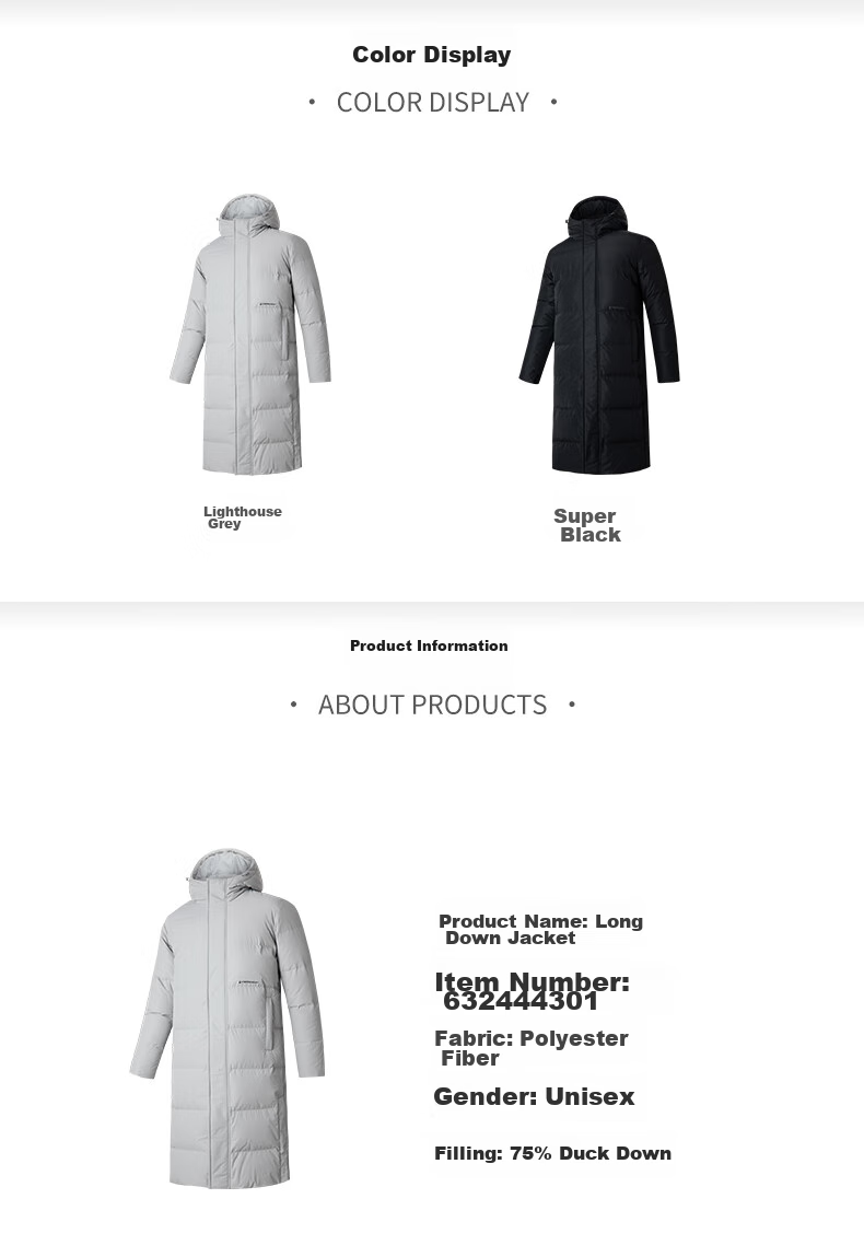 361° Long Down Jacket Unisex Winter New Three-Proof Warm Hooded Sports Casual Coat 632544301-2 26