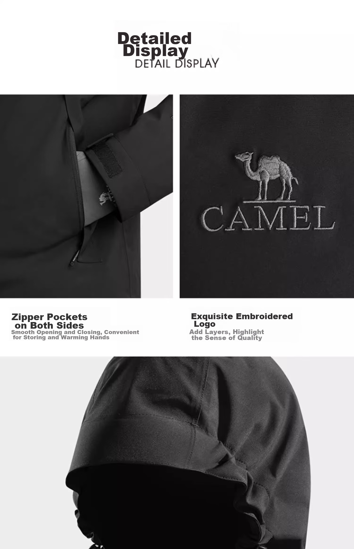 CAMEL Cold-Resistant Windbreaker with Goose Down Inner Liner, Men's Three-In down Jacket, Mountaineering Coat [Snow Region] A13CAFa0064 30
