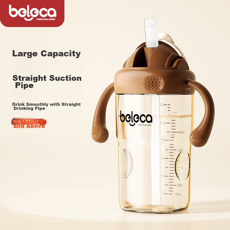 Beleca Straw Bottle for Babies over 12 Months to 6 Years Old, Shatterproof And Spill-Proof PPSU Direct Drinking Bottle, 330ml Large Capacity