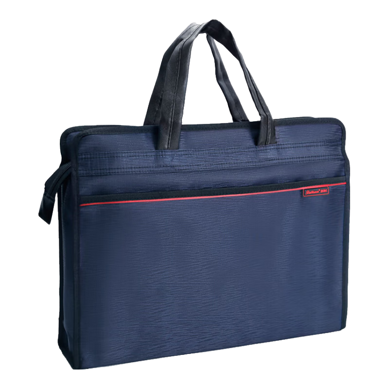 Bailiwen B0064 Blue Office Handbag Briefcase for Men, Conference Document Bag with Zipper, Business Folder, Commuter Tote Bag, Office Meeting Bag