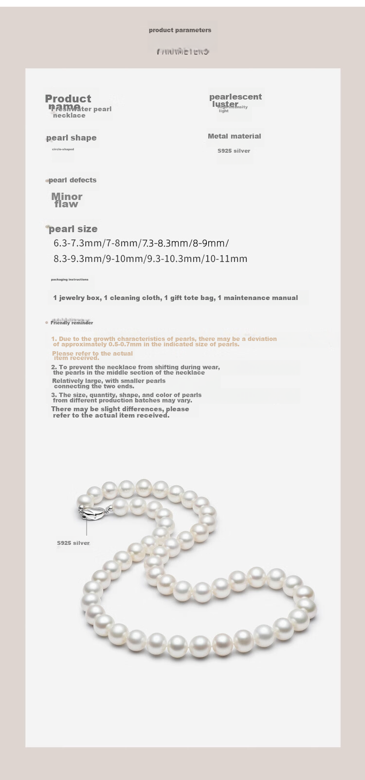Jingrun Pearl Necklace for Women 925 Silver Freshwater Pearl Necklace Youthful Jewelry Practical Birthday Gift for Girlfriend 8