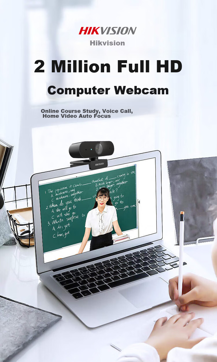 HIKVISION Computer Webcam, 1080P HD with Microphone, Wide-Angle USB, Auto Focus, External for Laptops And Desktops, Home Use, Video Conferencing, Live Streaming E12a 2