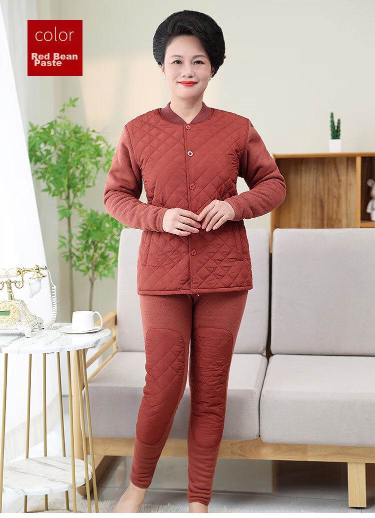 Nanjiren Middle-Aged And Elderly Thermal Underwear for Men, Winter Thickened Dad's Wear Cardigan Plus Size down Fleece Set, Dark Gray, 3XL 13