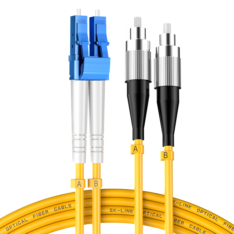 SK-LINK Fiber Optic Patch Cable, LC-FC Telecom-Grade Single-Mode Dual-Core FC-LC Gigabit/10Gbps UPC Fiber Optic Pigtail, Low Smoke Zero Halogen, SK-TXSM 3 Meters