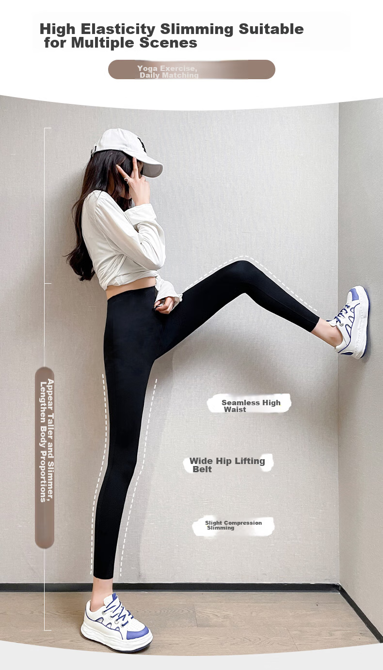 XUEXIMAN Thin Fleece Shark Leggings for Women, High-Waisted Tummy Control And Butt-Lifting Pants with Magic Fleece Lining for Autumn And Winter, Slim-Fit Tight-Fitting Leggings for Outer Wear 9