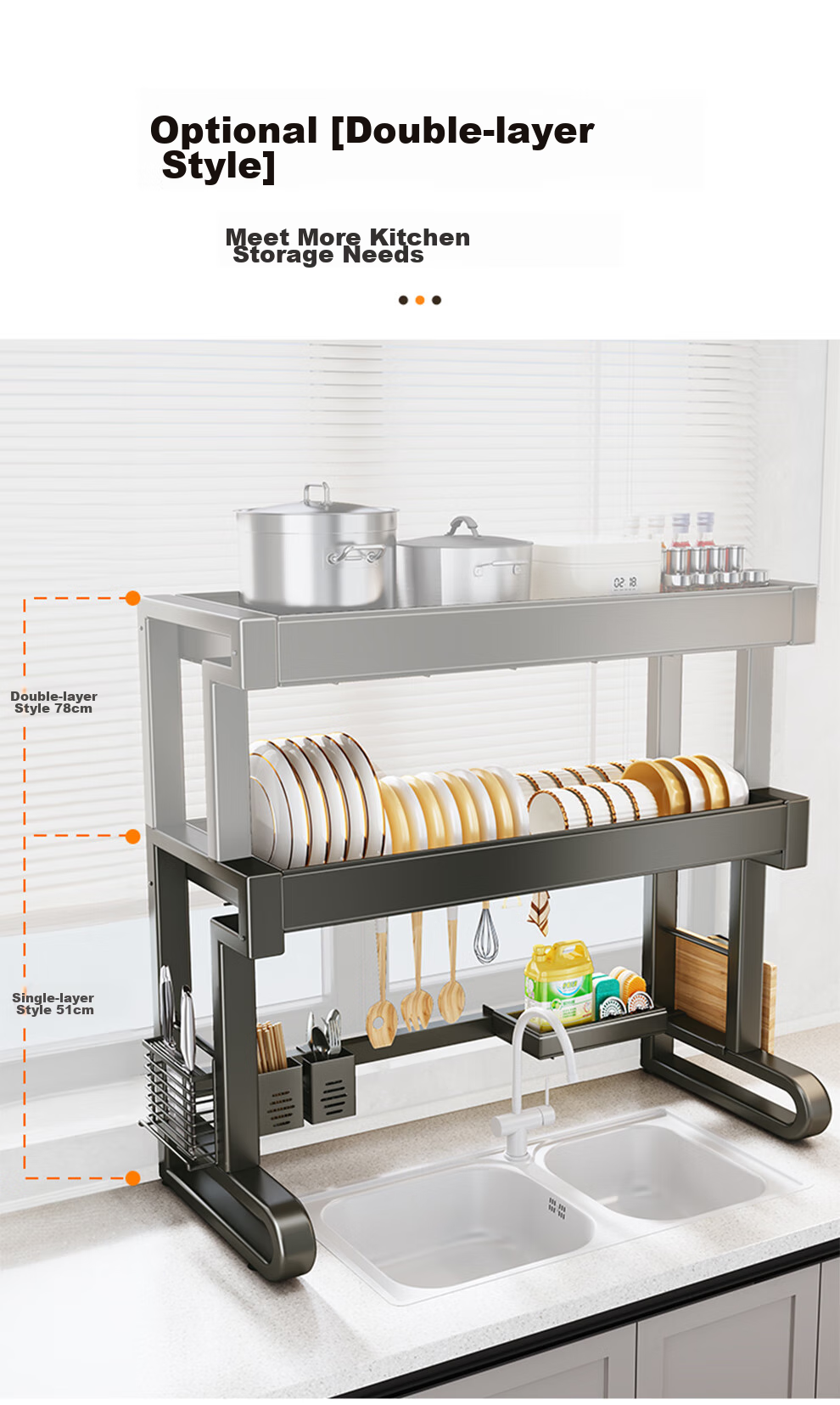 Shuaishi Kitchen Utensil Storage Rack, Sink Rack, Draining Rack, Dish Rack, Dishwashing Rack, Sink Organizer 14