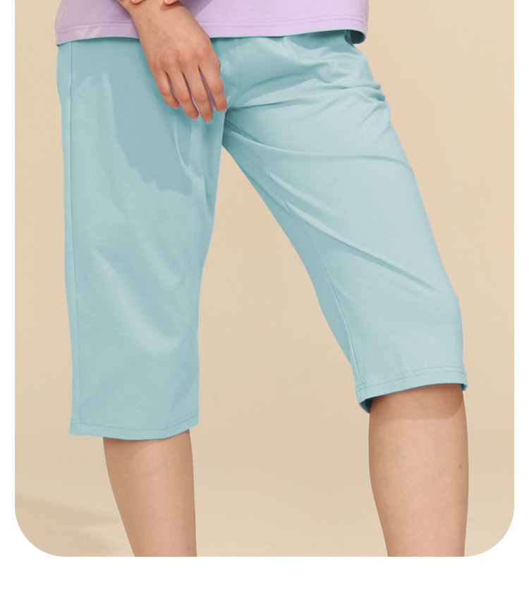 CHERISH LIFE Women's Pure Cotton Pajama Pants, 100% Cotton, Loose-Fitting, Breathable, Skin-Friendly, Three-Quarter Length Home Shorts, Women's Underwear, Cloud Green, Size 165 12