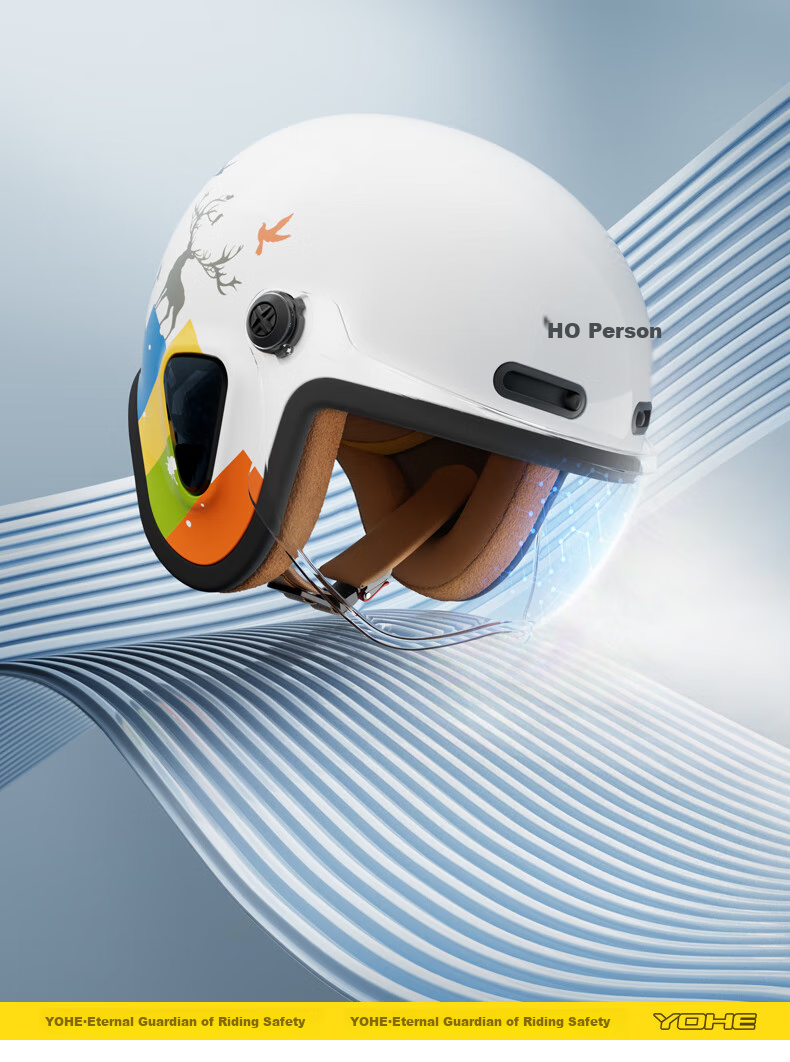 YOHE Motorcycle Helmet for Men And Women, Electric Scooter New National Standard 3C Certified Half Helmet Spring Riding Electric Bike Safety Helmet Y50 Short Visor 13