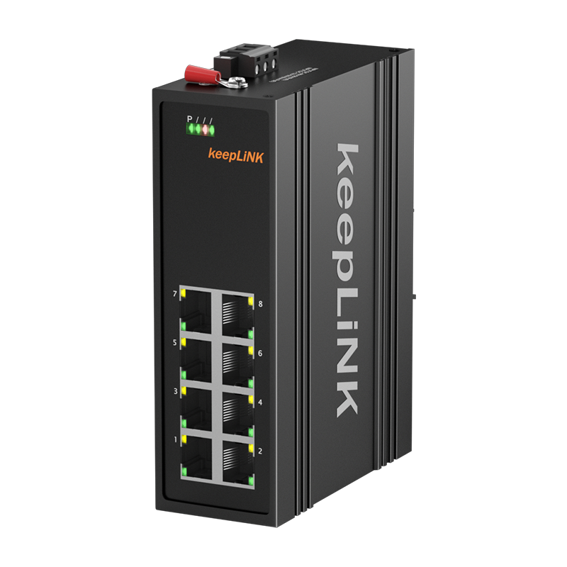 KeepLINK KP-9000 Industrial Switch, 8 Ports, 100Mbps, Unmanaged, DIN Rail Mounting, Per Unit