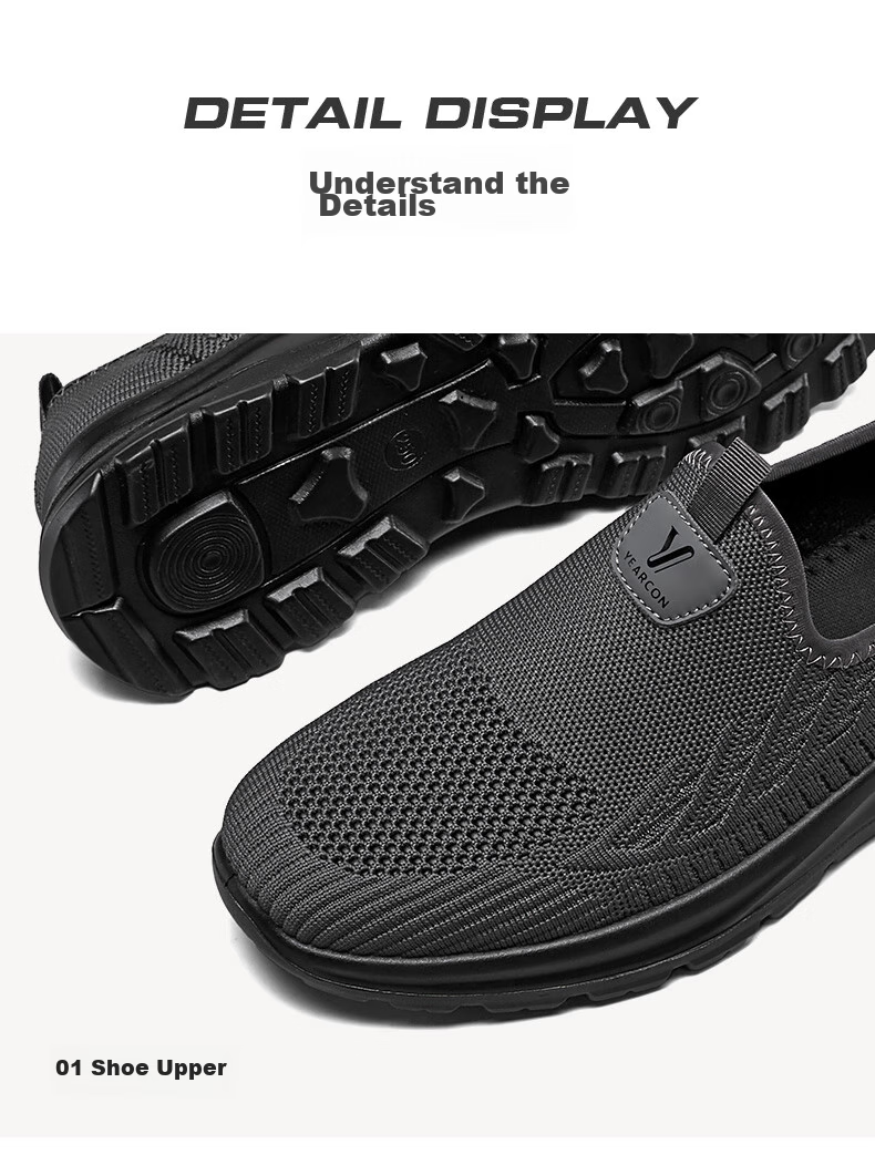 Yierkang Men's Shoes, Sports Casual Breathable Outdoor Running Coconut Shoes, Flyknit Soft-Soled Shoes, 96042W, Black, Size 39 18