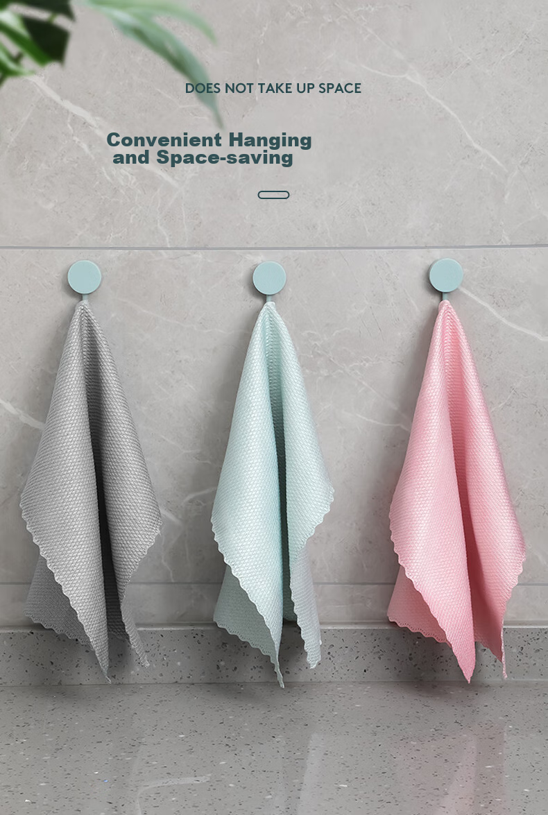 Jiabangshou Fish Scale Cleaning Cloth, 25*25cm*5 Pieces, Wet And Dry Use, for Glass, Mirror, Cups, Household Use, Absorbent Scouring Pad 11