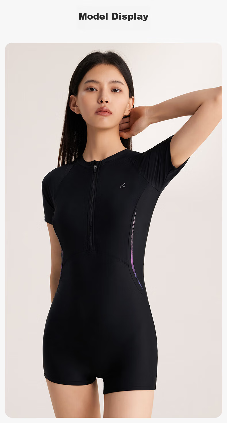 Keep Women's Professional One-Piece Swimsuit, Training Conservative Plus Size Hot Spring Swimwear, 600 Black M 14
