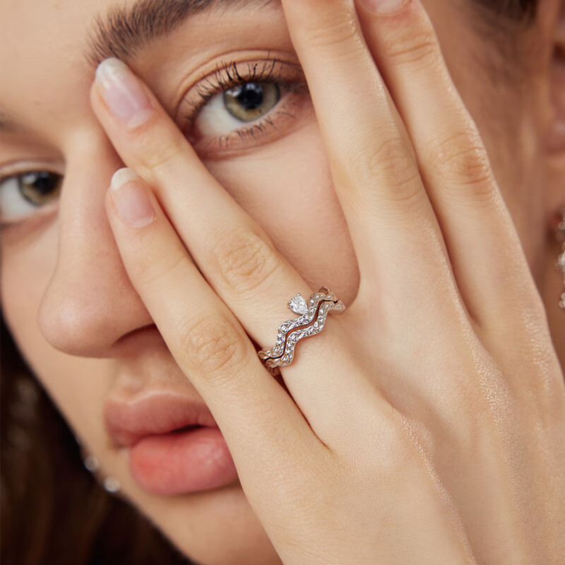Arsis Qingjing Wave Light Ring Set for Women, Original Design, Open Ring Finger Ring, Versatile Birthday Gift for Girlfriend
