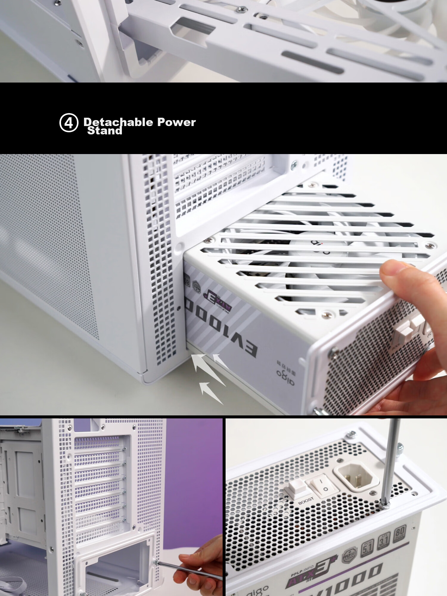 Aigo Fuyao Qianli No.1 White MESH Mesh Desktop Computer Case, Supports 360mm Water Cooling, ATX Motherboard, Airflow Chassis, Six-Sided Mesh Ventilation for Heat Dissipatio 13