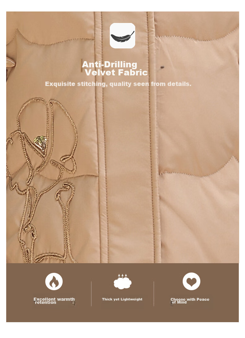 QIUFULUO Mom's Winter High-End down Jacket, New Year Red, Middle-Aged And Elderly Women's Clothing, Stylish And Warm Coat for Women over 50 And 60 Years Old 8