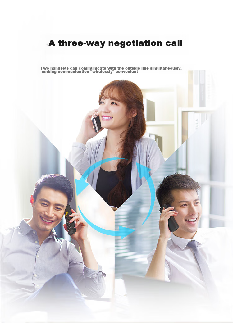 BBK Cordless Telephone, Wireless Landline Phone, Parent-Child Handset, for Office And Home Use, Internal Intercom, Long-Range Signal, W263 Jade White, One Base One Handset 12