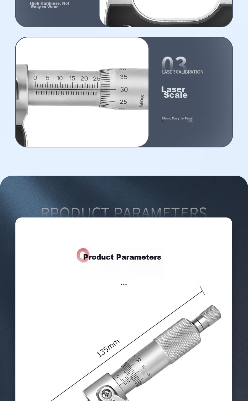 Deli High-Precision Mechanical Screw Gauge, Micrometer, Thickness Gauge, Vernier Caliper 12