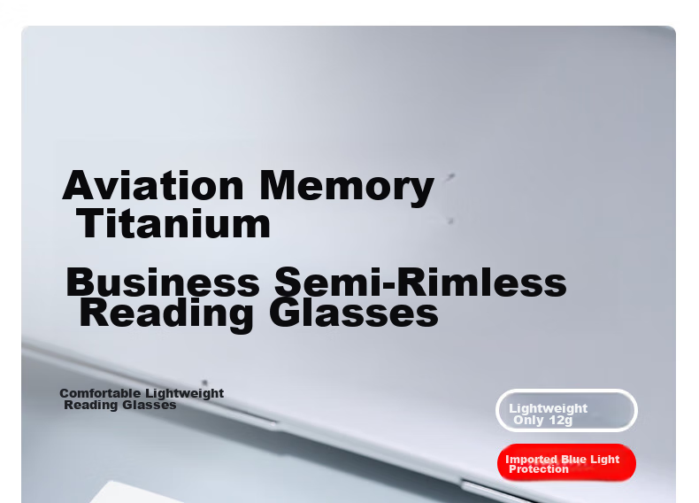 Pulais Reading Glasses for Men, High-End Business Semi-Rimless Imported HD Anti-Blue Light Reading Glasses, Father's Day Gift Box, 100 Degrees 4