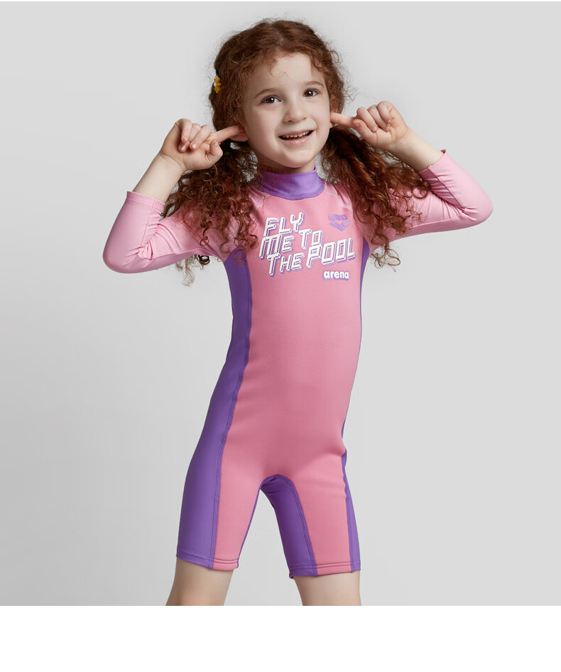 Arena Children's Long-Sleeve Swimsuit with Shorts, One-Piece Swimwear for Older Kids, Sun Protection, Chlorine-Resistant, Quick-Drying, Professional Training, Vacation, Hot Springs 3