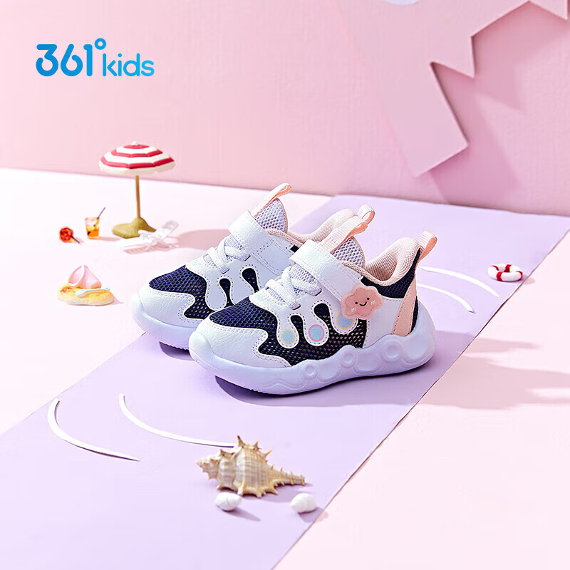 361° Kids Walking Shoes Summer 2026 Soft Sole Breathable Toddler Shoes for Boys and Girls Blue Pink Size 25