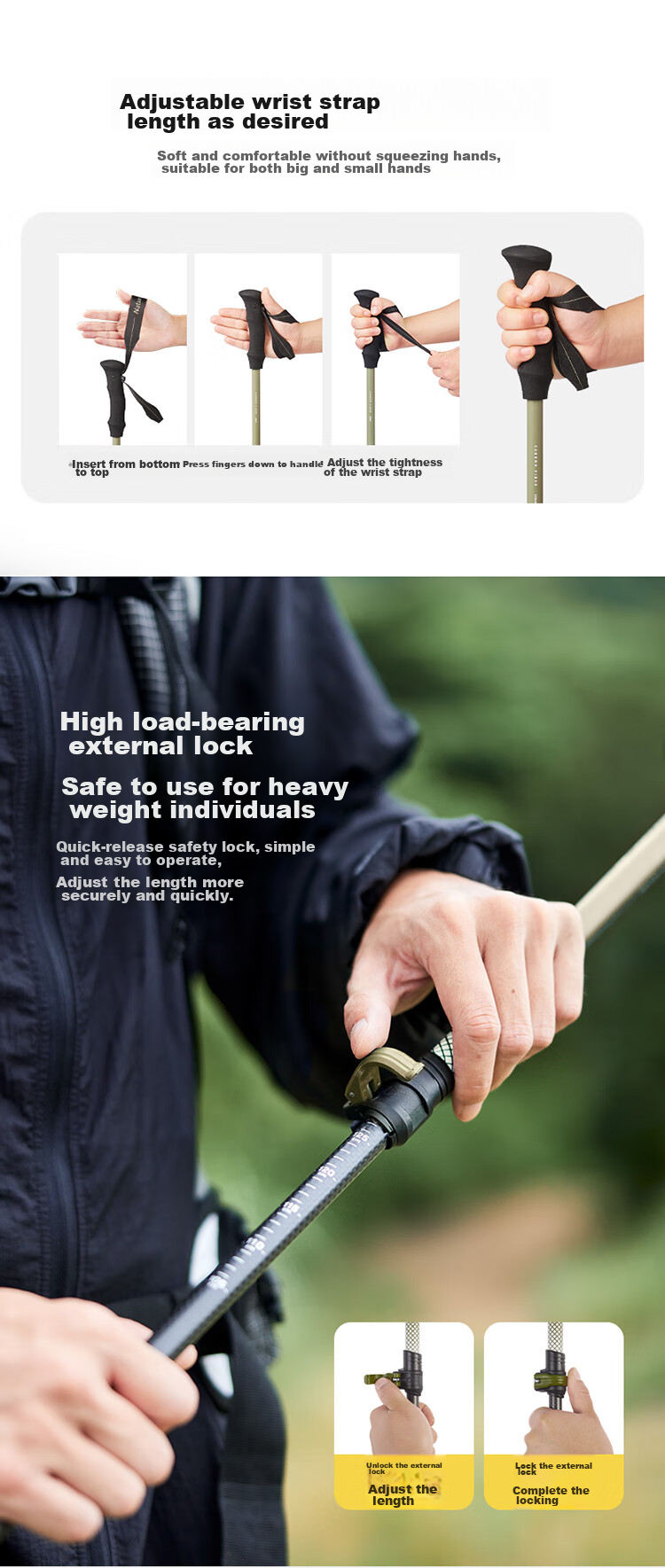 Naturehike Nuoke Chuxue EXT1 Trekking Pole, Carbon Fiber Hiking Poles, External Lock, Telescopic Carbon Ultra-Light Outdoor Climbing Equipment 7