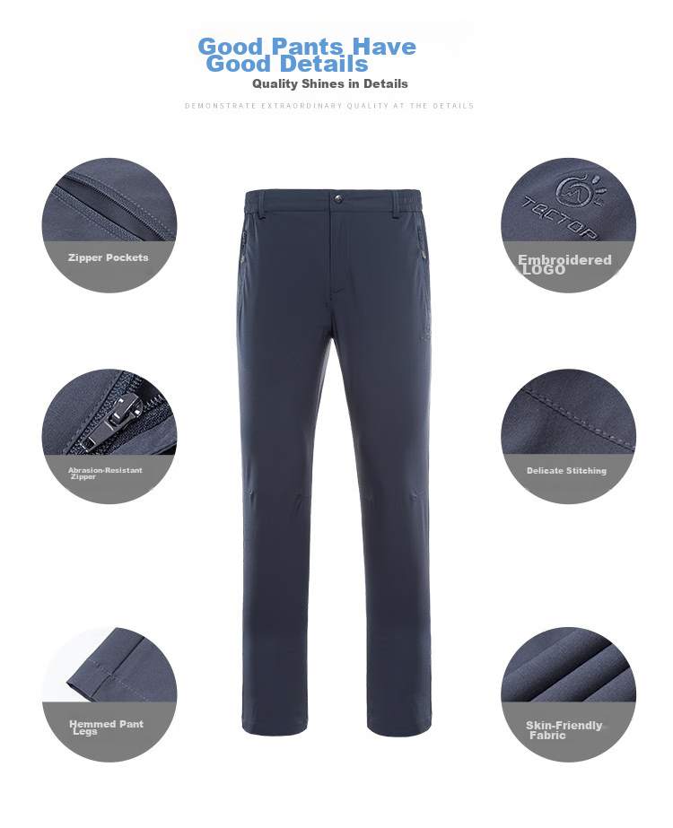 TECTOP Quick-Dry Pants Outdoor Stretch Breathable Fast-Drying Hiking Pants Men's Rock Gray 3XL 12