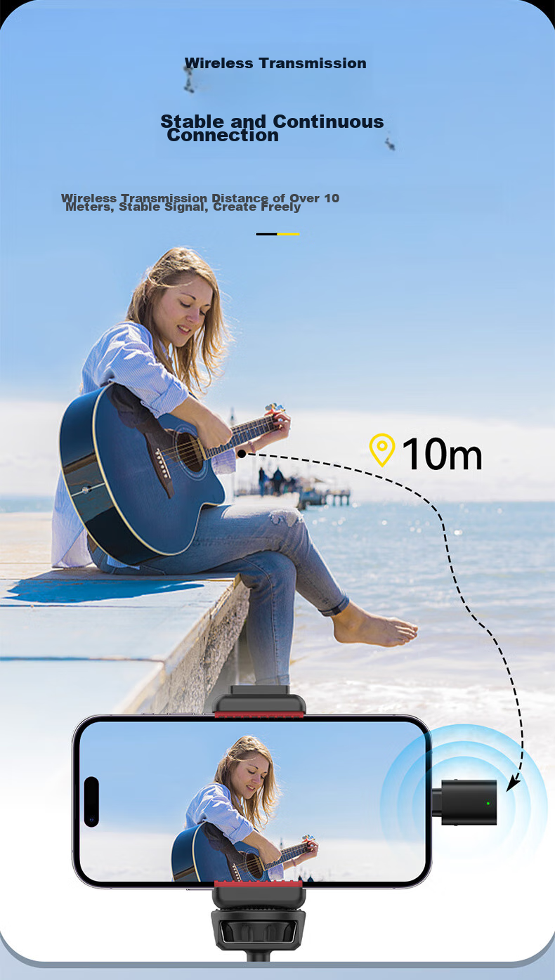 Ulanzi WM-10 Wireless Lavalier Microphone (Lighting Version) One-To Vlog Interview Outdoor Interview Live Streaming Mobile Direct Plug-In Microphone 5