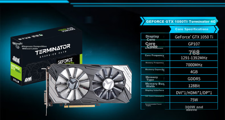 MAXSUN MS-GTX1050Ti LP 4G Low Profile Graphics Card for Gaming and Home Office Use 1