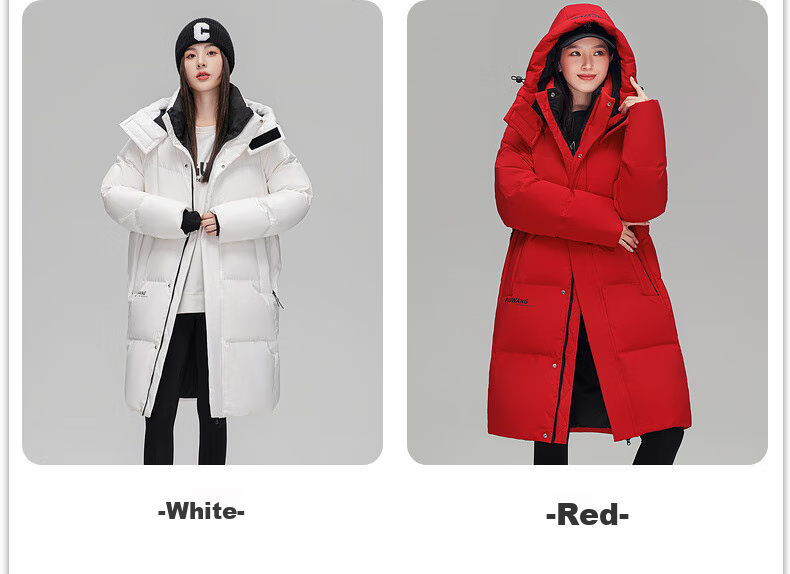 Yalu Women's Mid-Length down Jacket, 2025 New Winter Style, Red Warm Korean Fashion Casual Hooded Coat for Wome 13