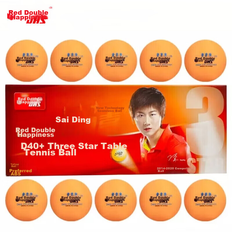 DHS Sai Ding San Xing Qiu Table Tennis Balls, 40+ with Seam, Yellow, Pack of 10