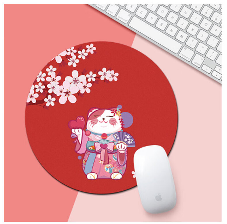 Juyingfeng Mouse Pad Small Size with Lock Edge, Round Mouse Pad, Portable, Washable, Laptop Mouse Pad, 220*220mm, Bao Fu Jie You 6