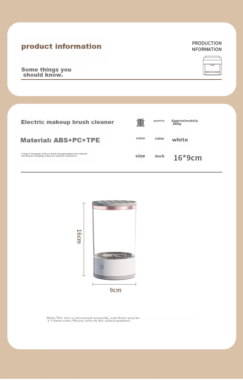 Chense Electric Makeup Brush Washer, Automatic Cleaning Device, Quick Wash And Dry, Makeup Brush Cleaner 6