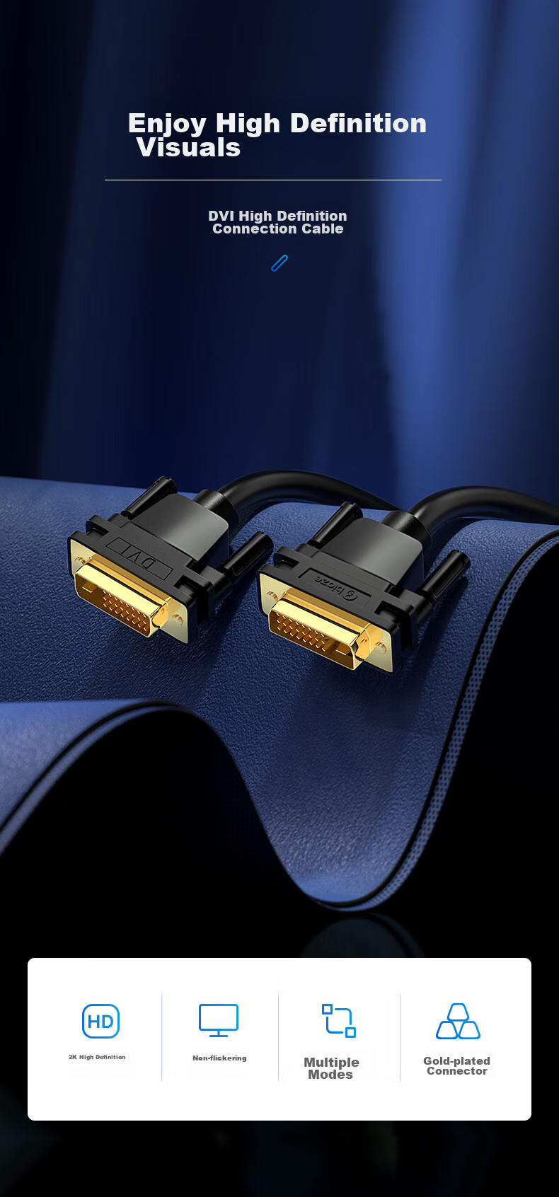 BIAZE DVI Cable, 3 Meters, DVI24+1 Converter Cable, DVI-D Male to Male 1080P Digital HD Cable, Computer Monitor Video Cable, XL5 1
