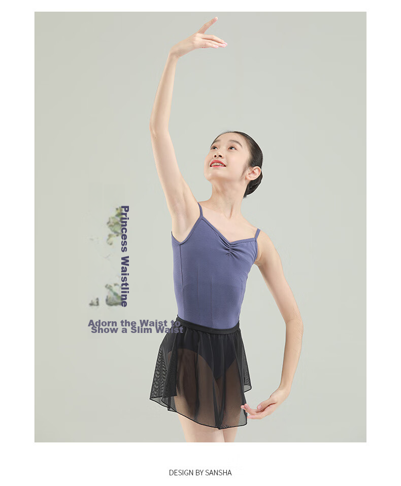 Sansha Ballet Practice Leotard for Women, Spaghetti Strap One-Piece Gymnastics Dance Exam Training Body Shaping Suit, Indigo Blue, L 7